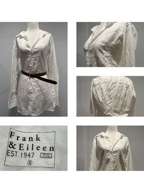 Frank & Eileen White Cotton Button-Down Tunic Shirt